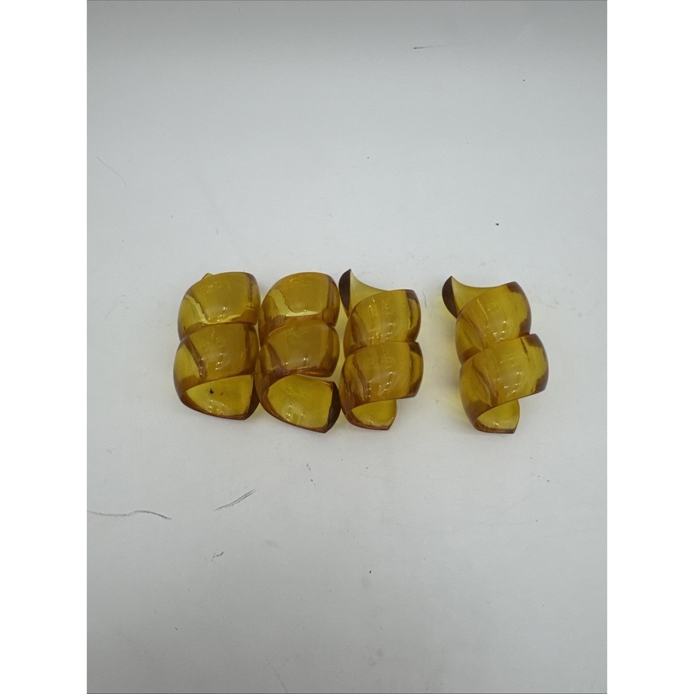 4 Acrylic Plastic Twist Napkin Rings Holder Thanksgiving Autumn Color Vtg Retro